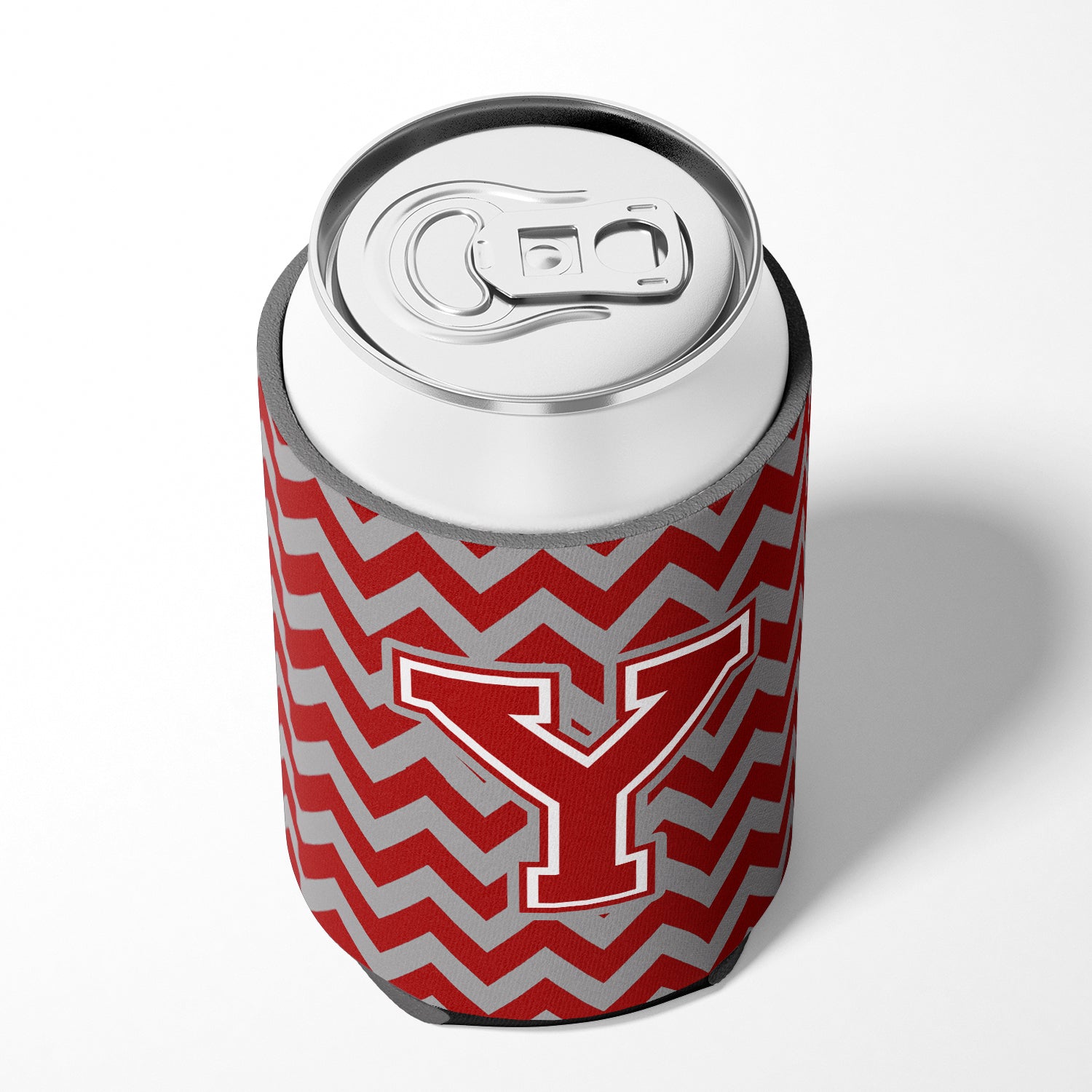 Letter Y Chevron Maroon and White Can or Bottle Hugger CJ1049-YCC.