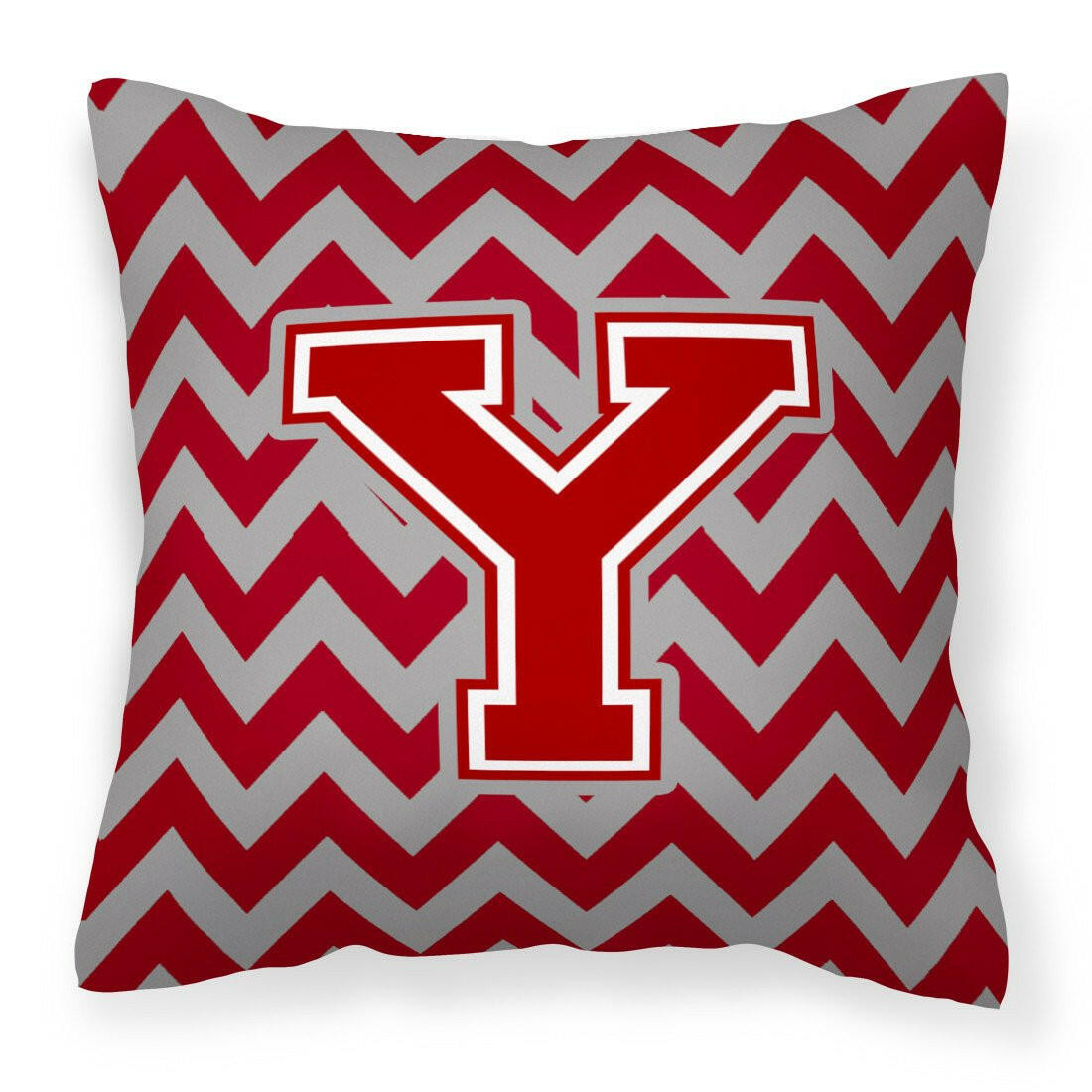 Letter Y Chevron Maroon and White Fabric Decorative Pillow CJ1049-YPW1414 by Caroline's Treasures