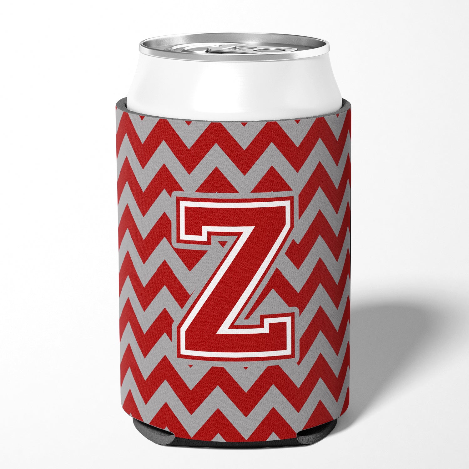 Letter Z Chevron Maroon and White Can or Bottle Hugger CJ1049-ZCC.