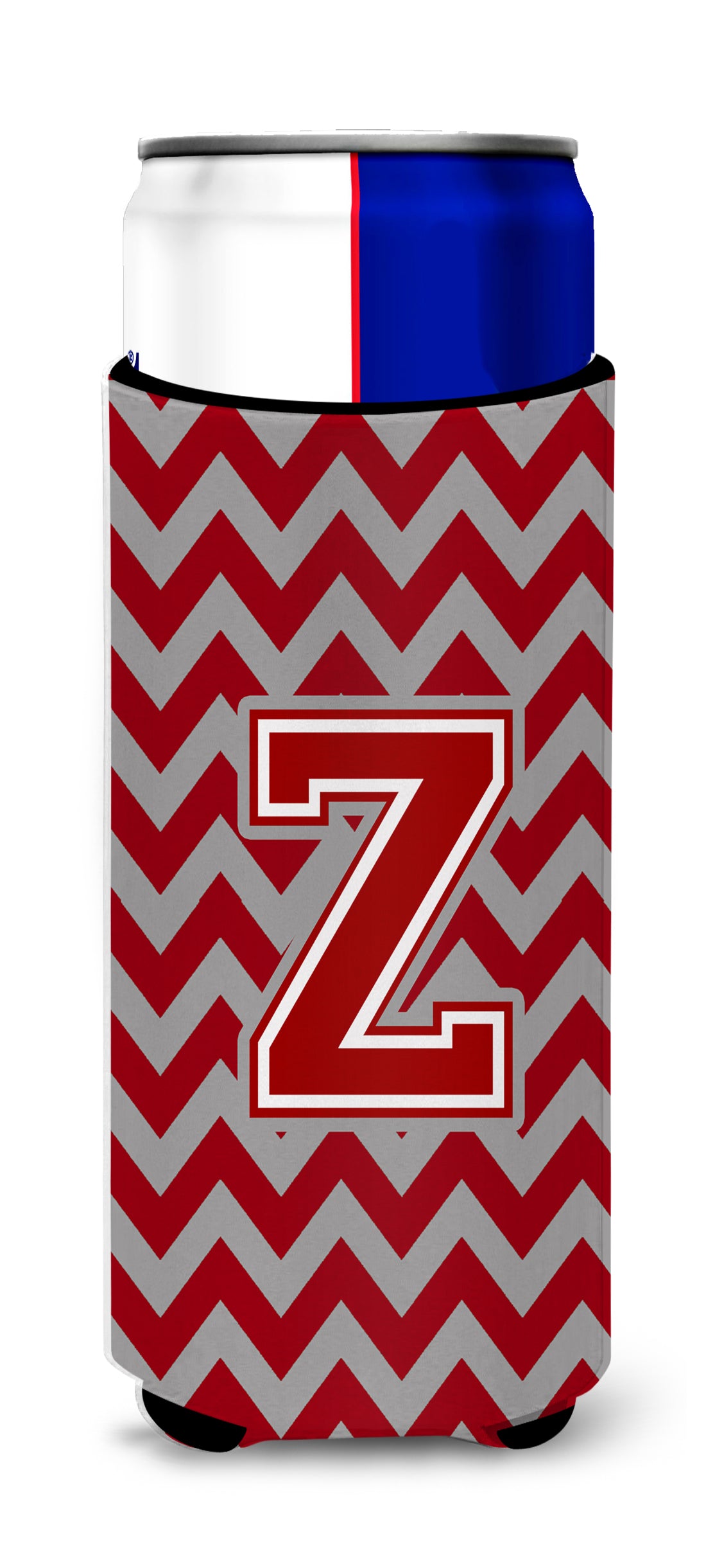 Letter Z Chevron Maroon and White Ultra Beverage Insulators for slim cans CJ1049-ZMUK.