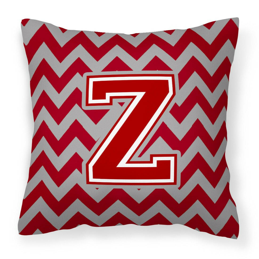 Letter Z Chevron Maroon and White Fabric Decorative Pillow CJ1049-ZPW1414 by Caroline's Treasures