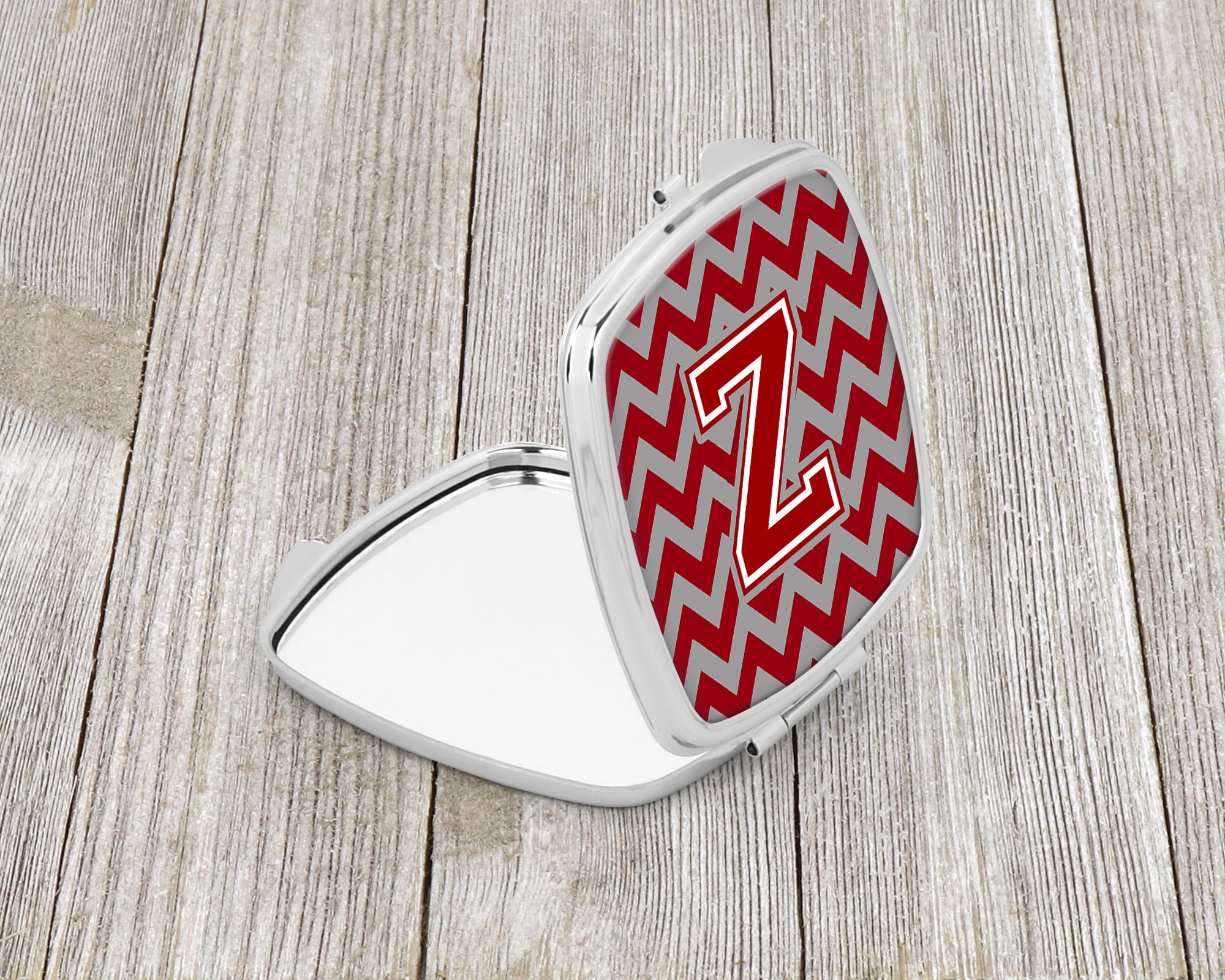 Letter Z Chevron Maroon and White Compact Mirror CJ1049-ZSCM  the-store.com.