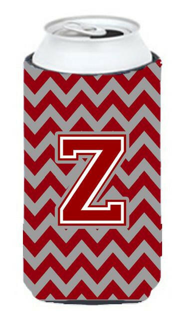 Letter Z Chevron Maroon and White Tall Boy Beverage Insulator Hugger CJ1049-ZTBC by Caroline&#39;s Treasures