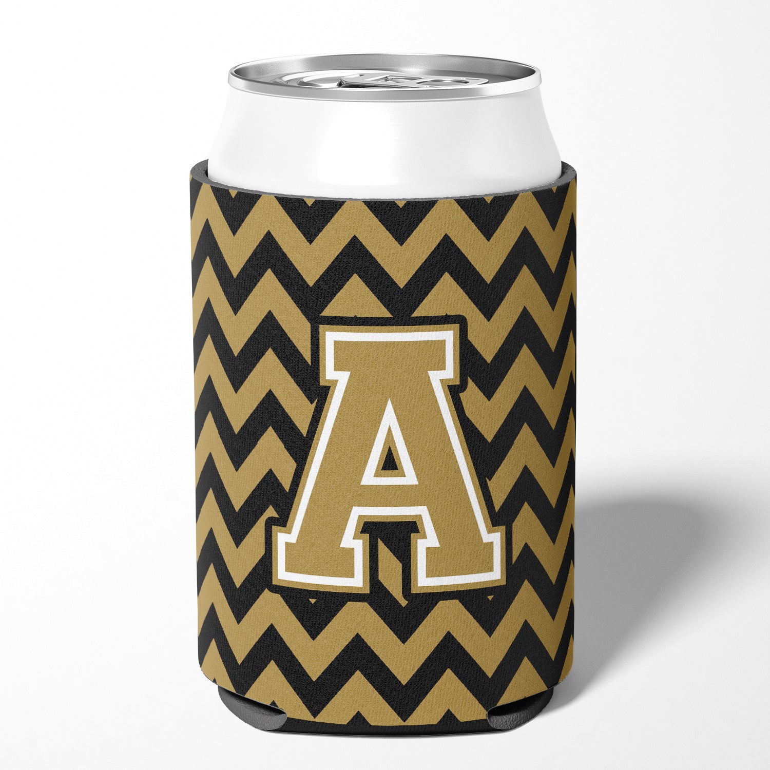 Letter A Chevron Black and Gold  Can or Bottle Hugger CJ1050-ACC.