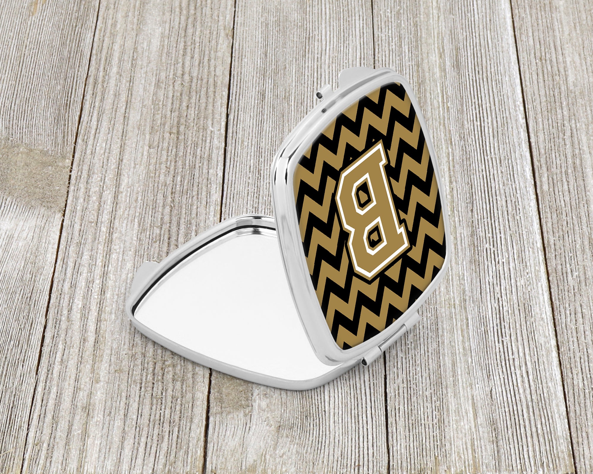 Letter B Chevron Black and Gold  Compact Mirror CJ1050-BSCM  the-store.com.