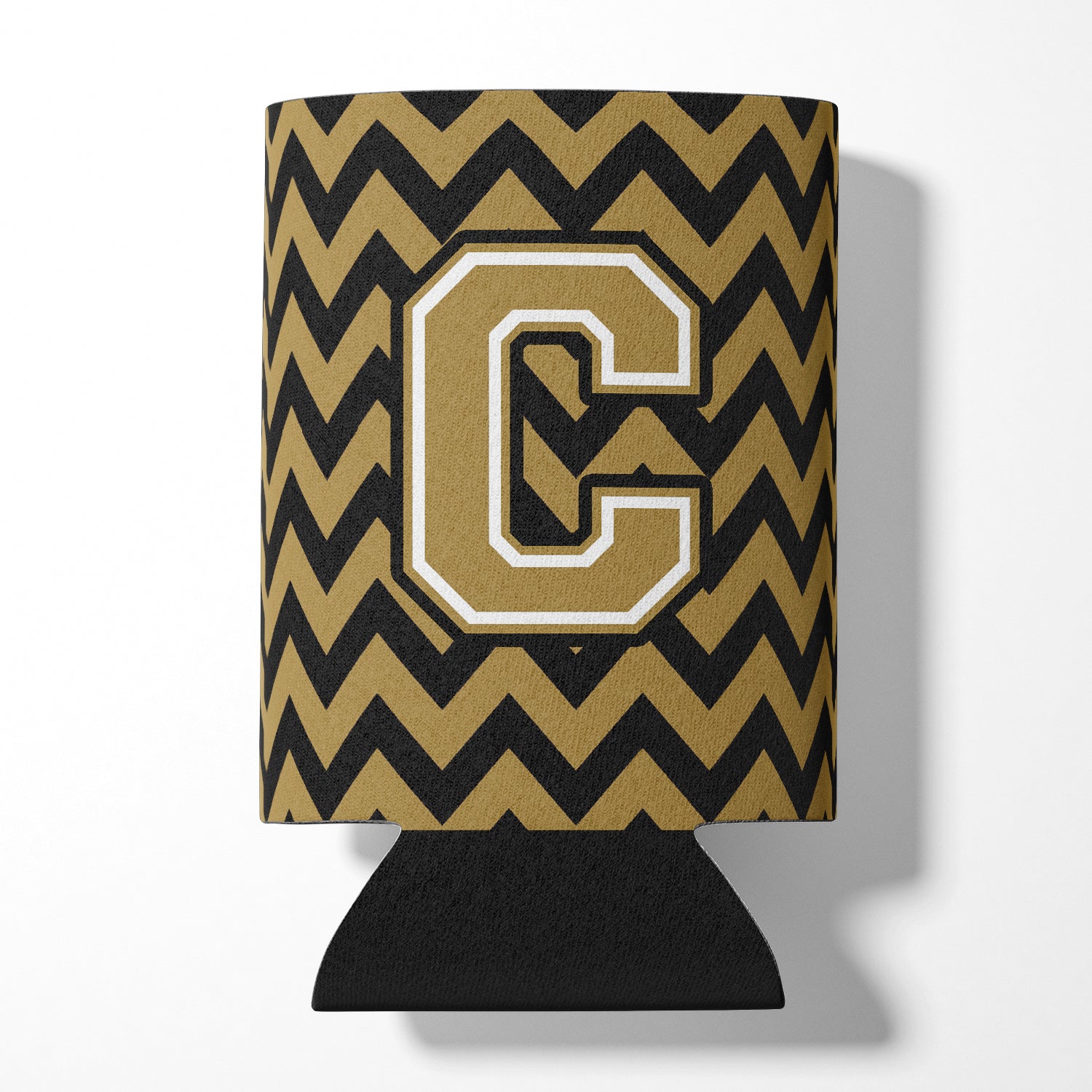 Letter C Chevron Black and Gold  Can or Bottle Hugger CJ1050-CCC.