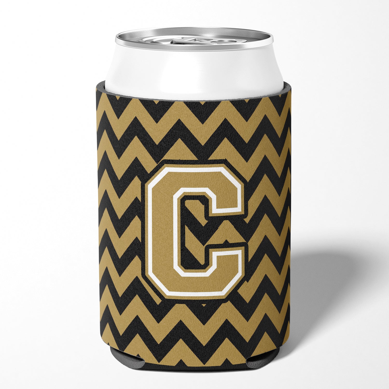 Letter C Chevron Black and Gold  Can or Bottle Hugger CJ1050-CCC.