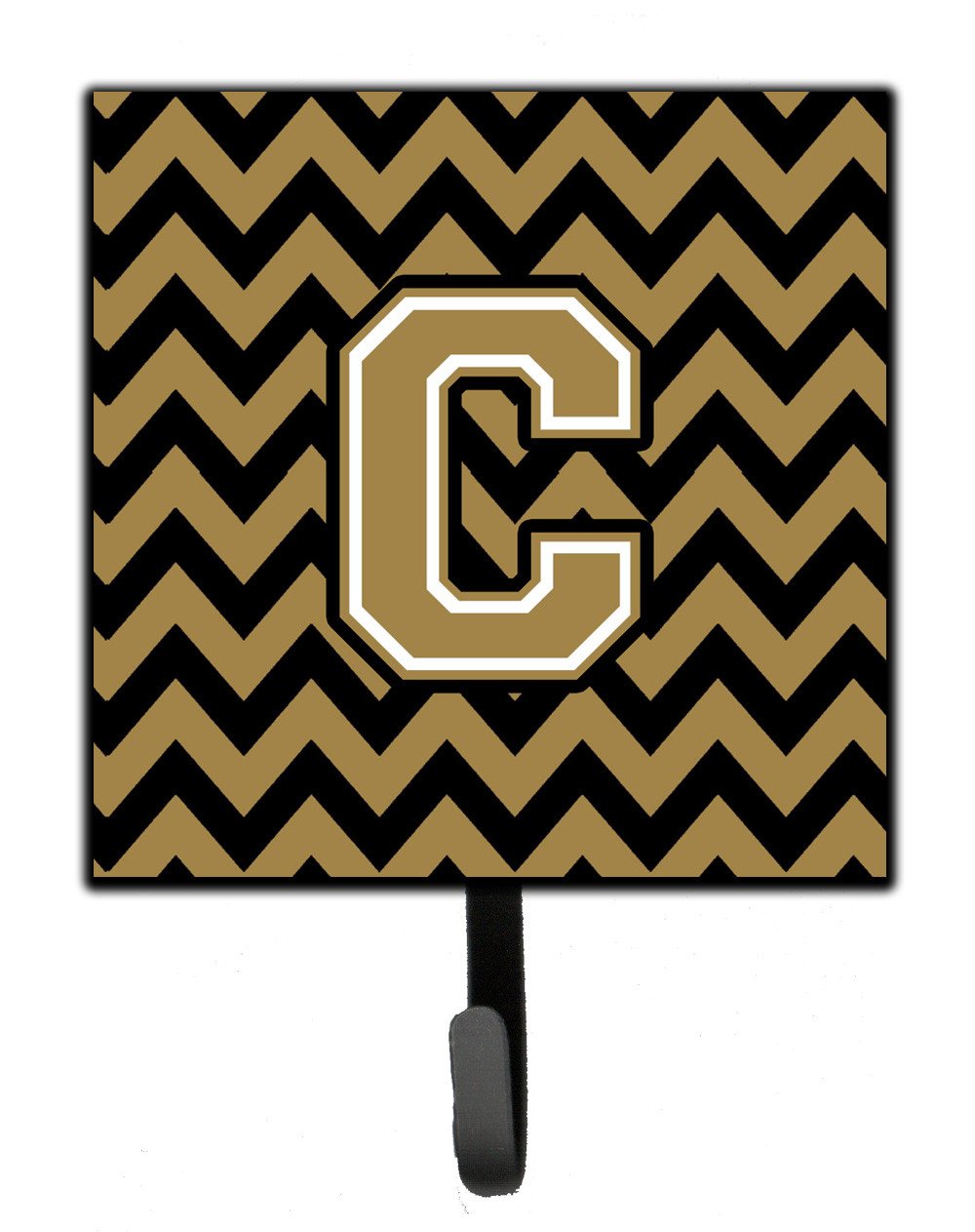 Letter C Chevron Black and Gold  Leash or Key Holder CJ1050-CSH4 by Caroline's Treasures