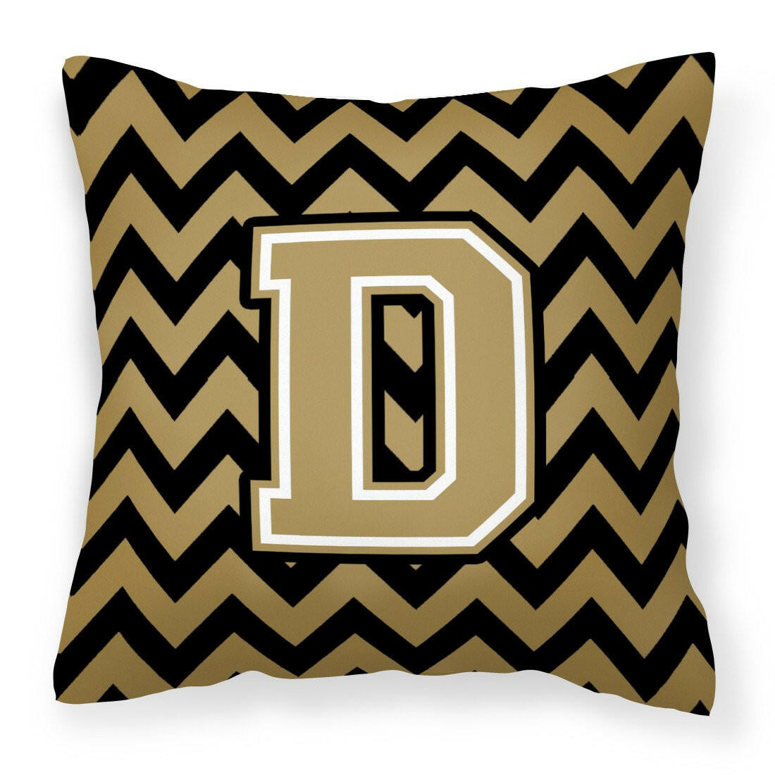 Letter D Chevron Black and Gold  Fabric Decorative Pillow CJ1050-DPW1414 by Caroline's Treasures