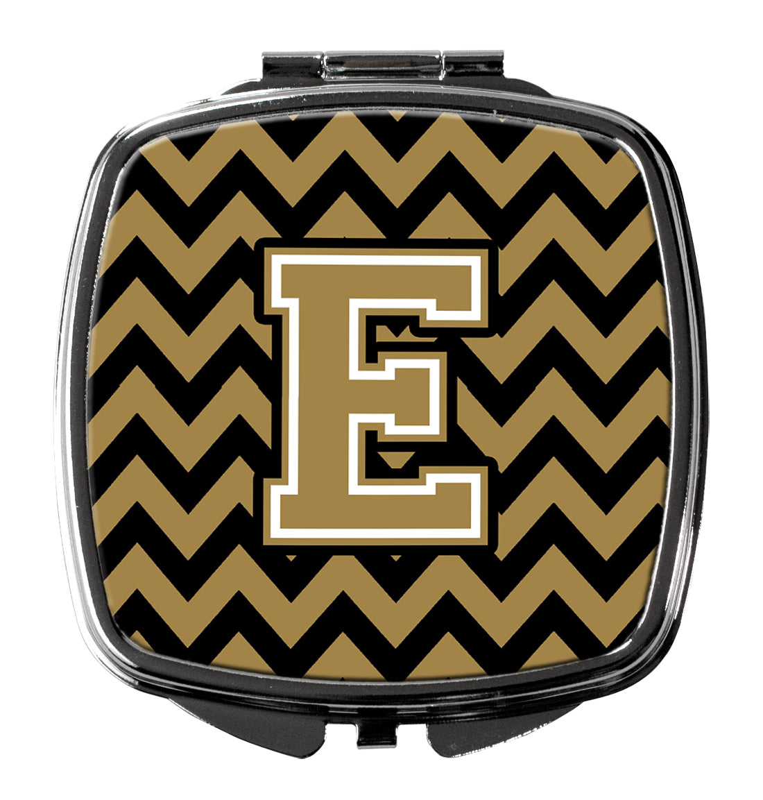 Letter E Chevron Black and Gold  Compact Mirror CJ1050-ESCM  the-store.com.