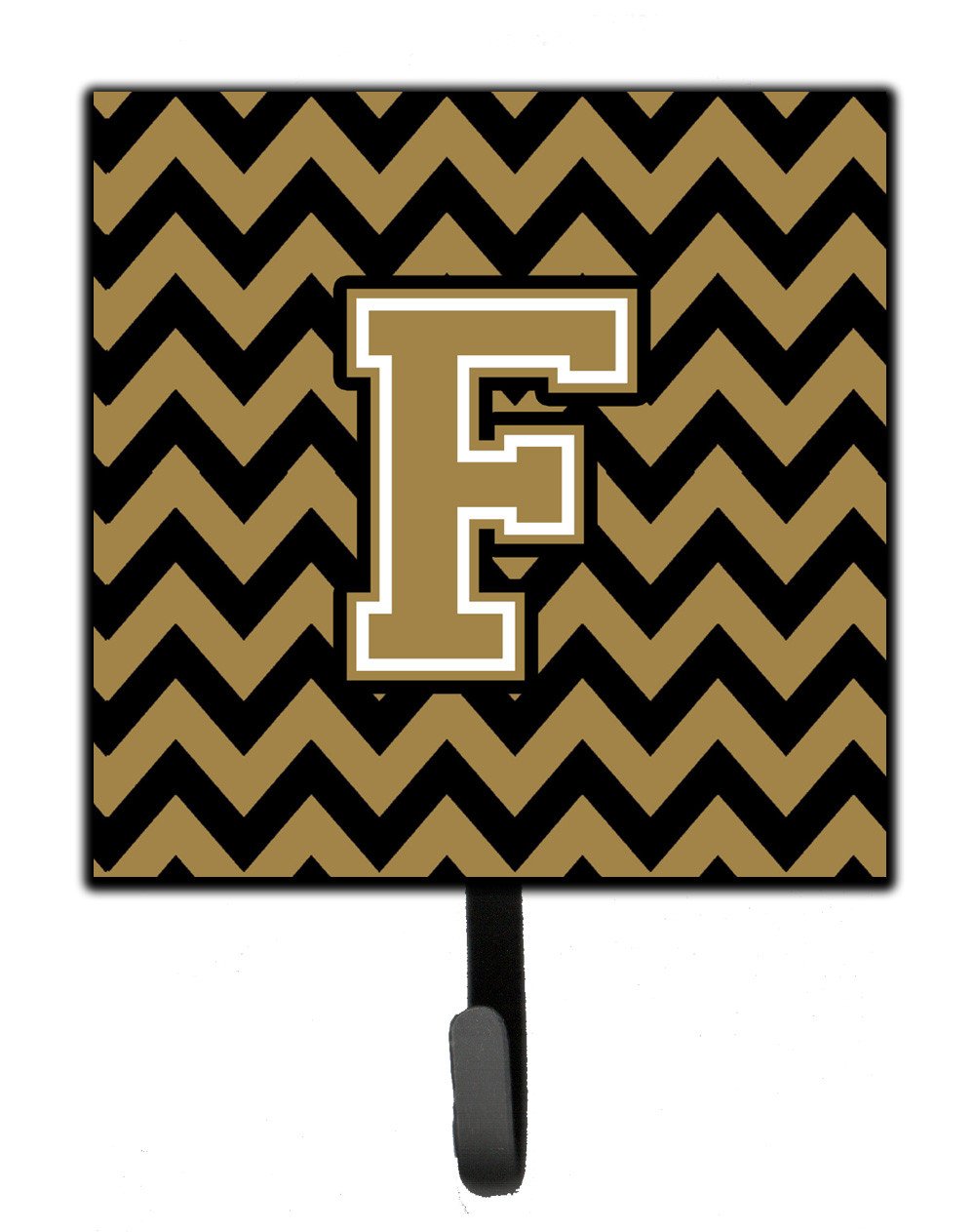 Letter F Chevron Black and Gold  Leash or Key Holder CJ1050-FSH4 by Caroline&#39;s Treasures