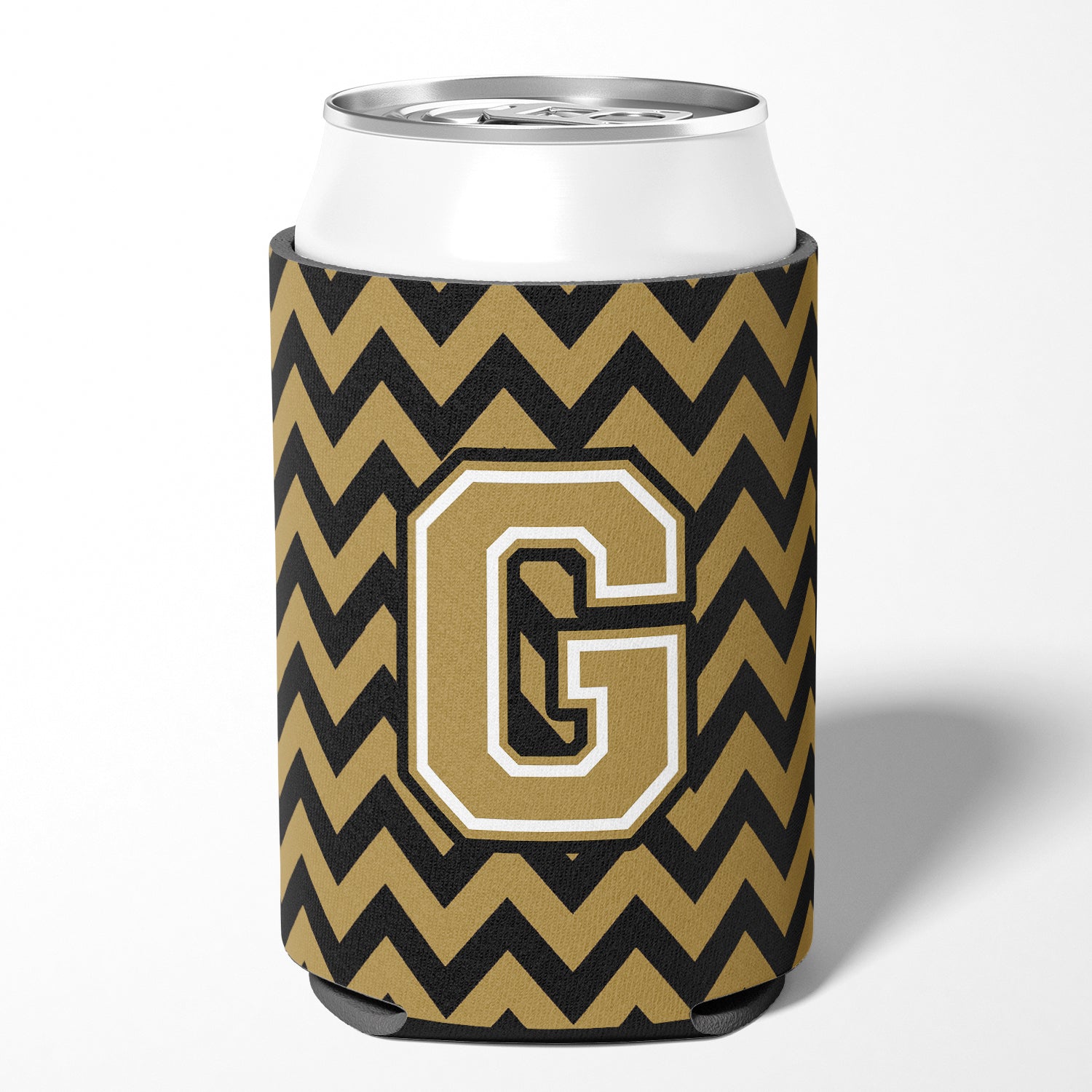 Letter G Chevron Black and Gold  Can or Bottle Hugger CJ1050-GCC.