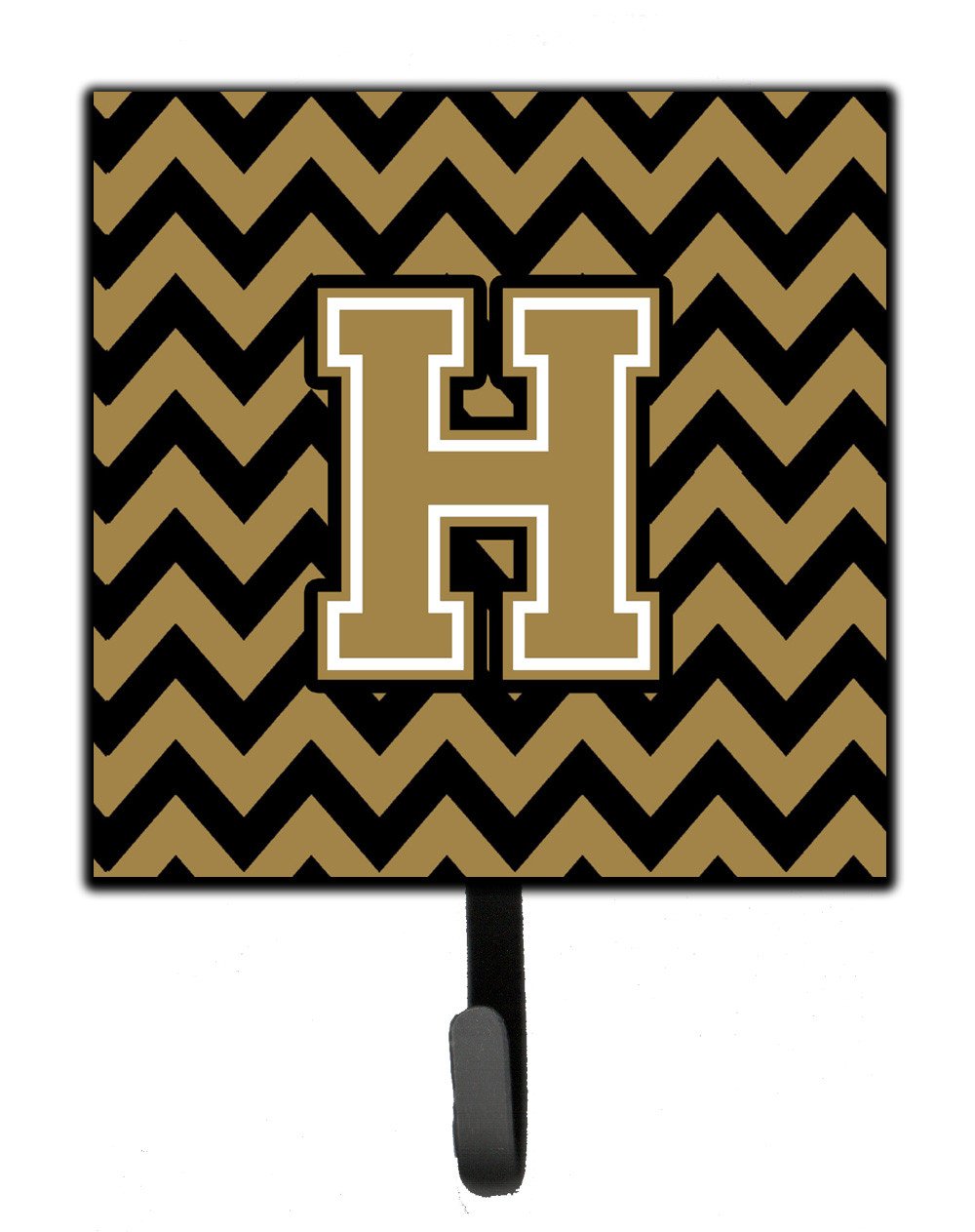 Letter H Chevron Black and Gold  Leash or Key Holder CJ1050-HSH4 by Caroline&#39;s Treasures