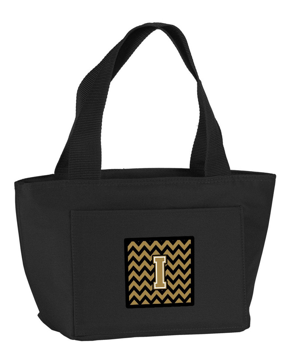 Letter I Chevron Black and Gold  Lunch Bag CJ1050-IBK-8808 by Caroline&#39;s Treasures