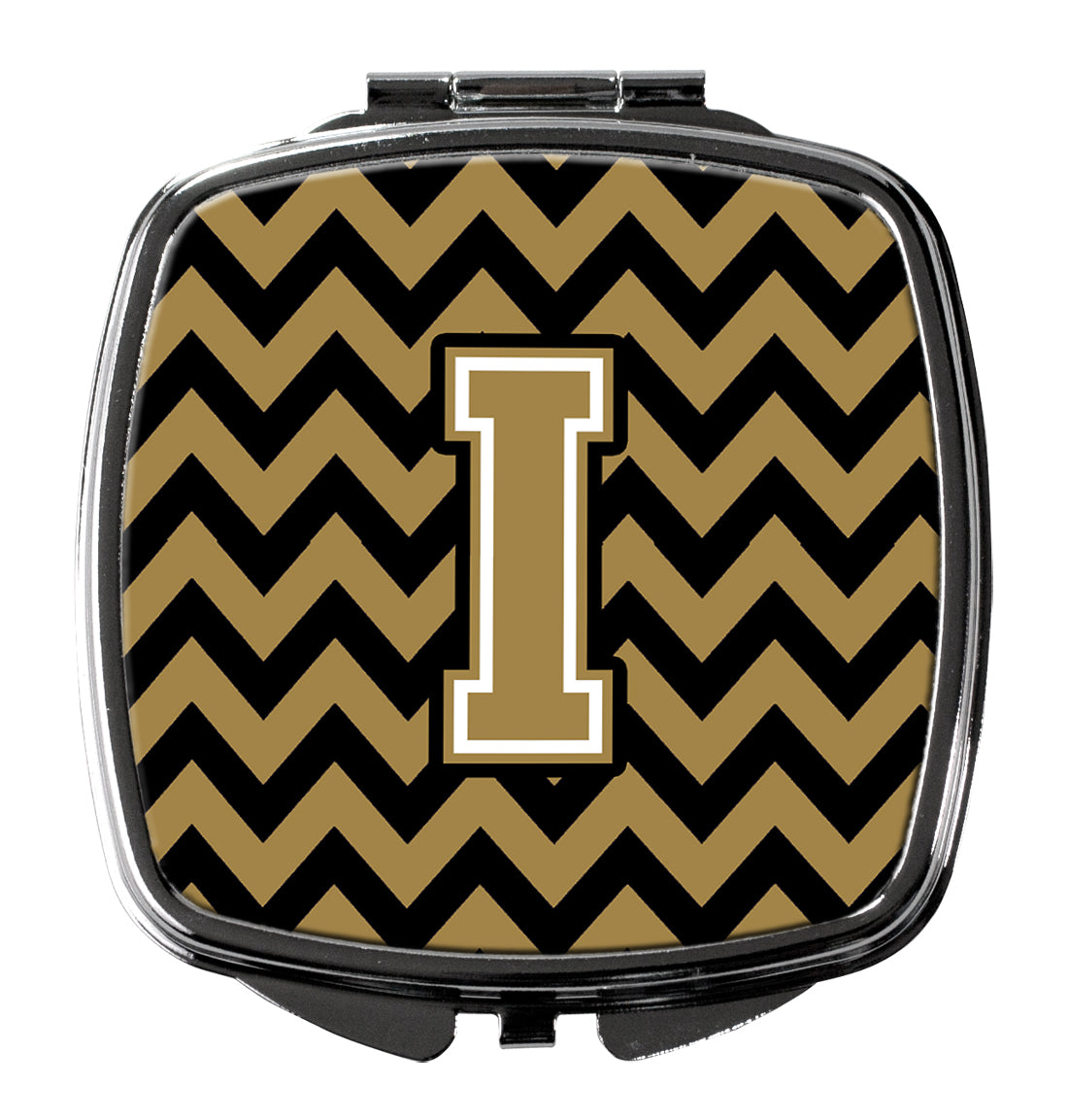 Letter I Chevron Black and Gold  Compact Mirror CJ1050-ISCM  the-store.com.