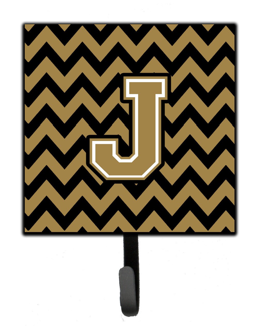 Letter J Chevron Black and Gold  Leash or Key Holder CJ1050-JSH4 by Caroline's Treasures