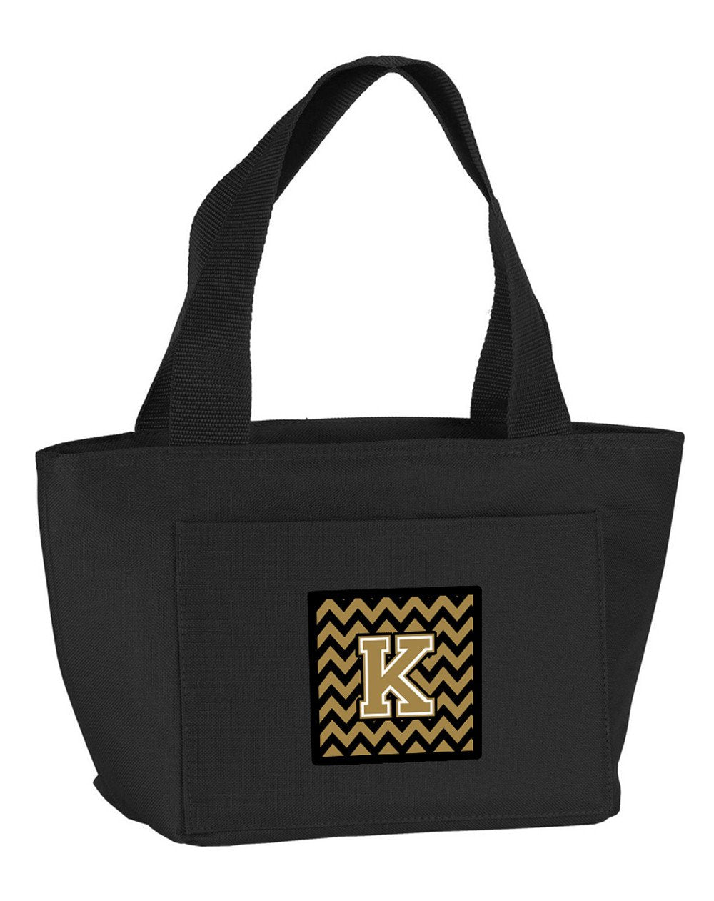 Letter K Chevron Black and Gold  Lunch Bag CJ1050-KBK-8808 by Caroline&#39;s Treasures