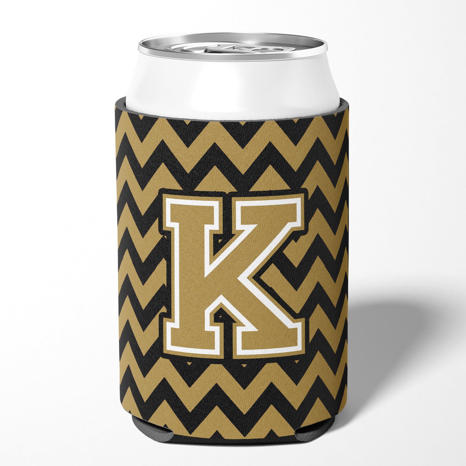 Letter K Chevron Black and Gold  Can or Bottle Hugger CJ1050-KCC.