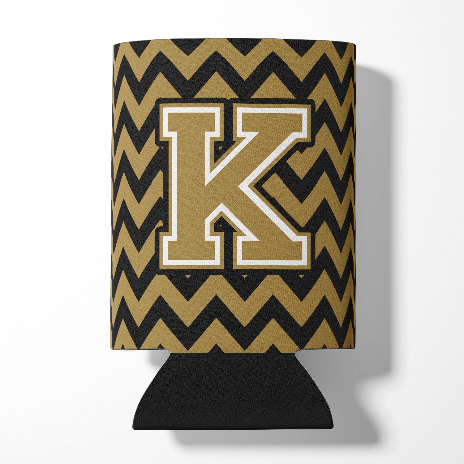 Letter K Chevron Black and Gold  Can or Bottle Hugger CJ1050-KCC.