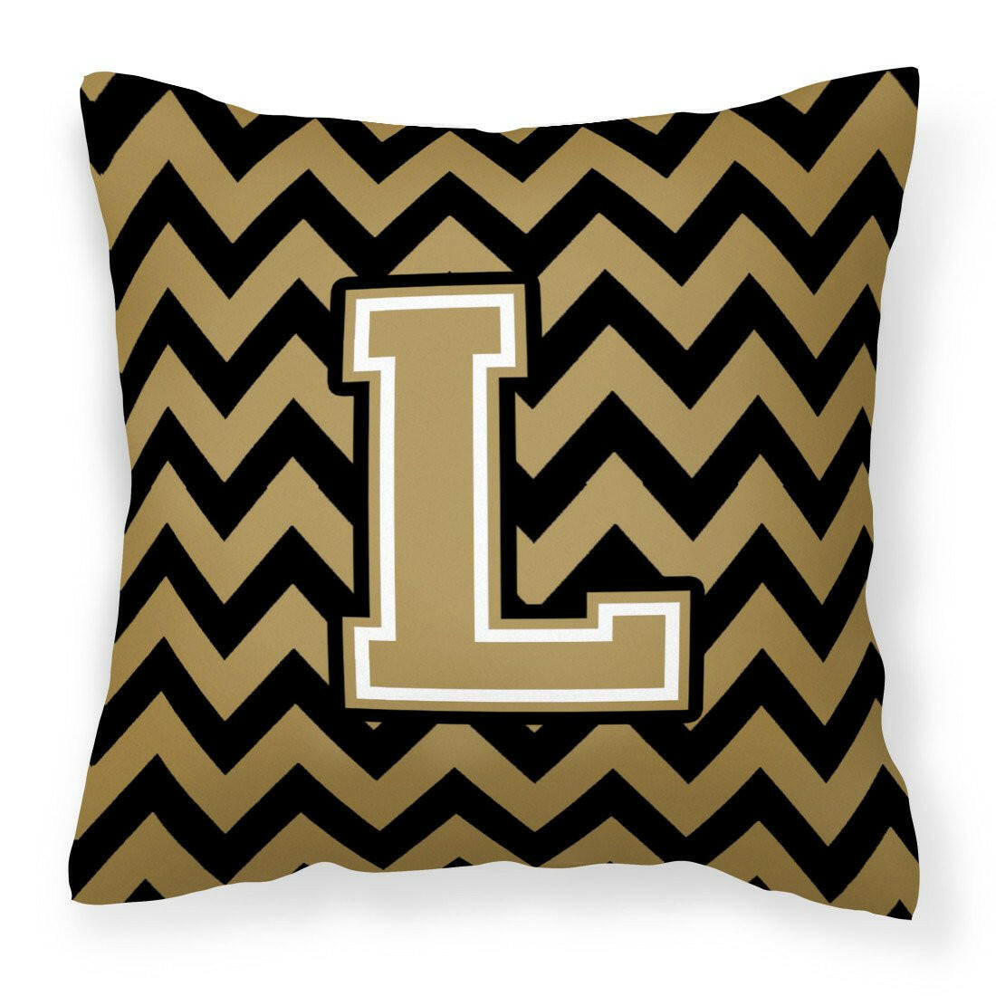 Letter L Chevron Black and Gold  Fabric Decorative Pillow CJ1050-LPW1414 by Caroline&#39;s Treasures