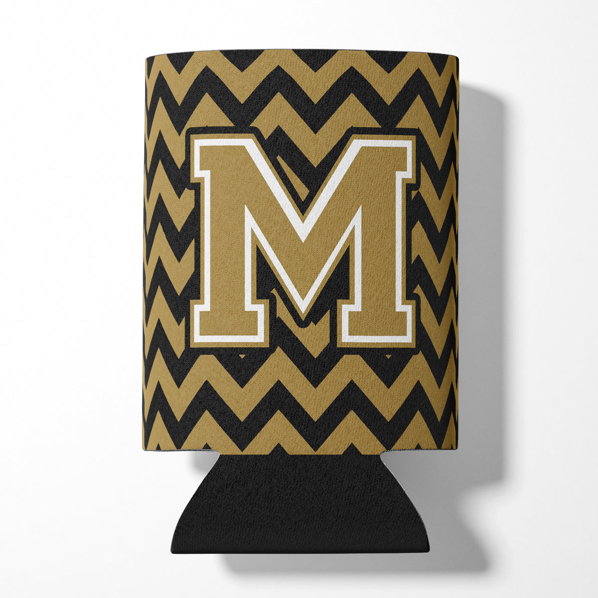 Letter M Chevron Black and Gold  Can or Bottle Hugger CJ1050-MCC.