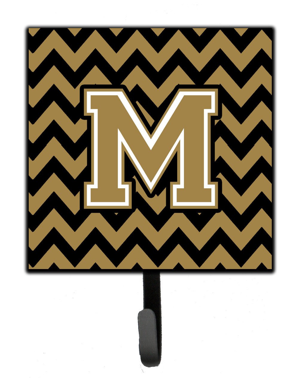 Letter M Chevron Black and Gold  Leash or Key Holder CJ1050-MSH4 by Caroline's Treasures