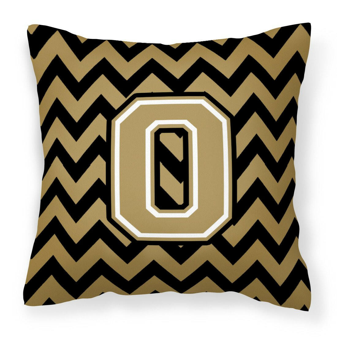 Letter O Chevron Black and Gold  Fabric Decorative Pillow CJ1050-OPW1414 by Caroline's Treasures