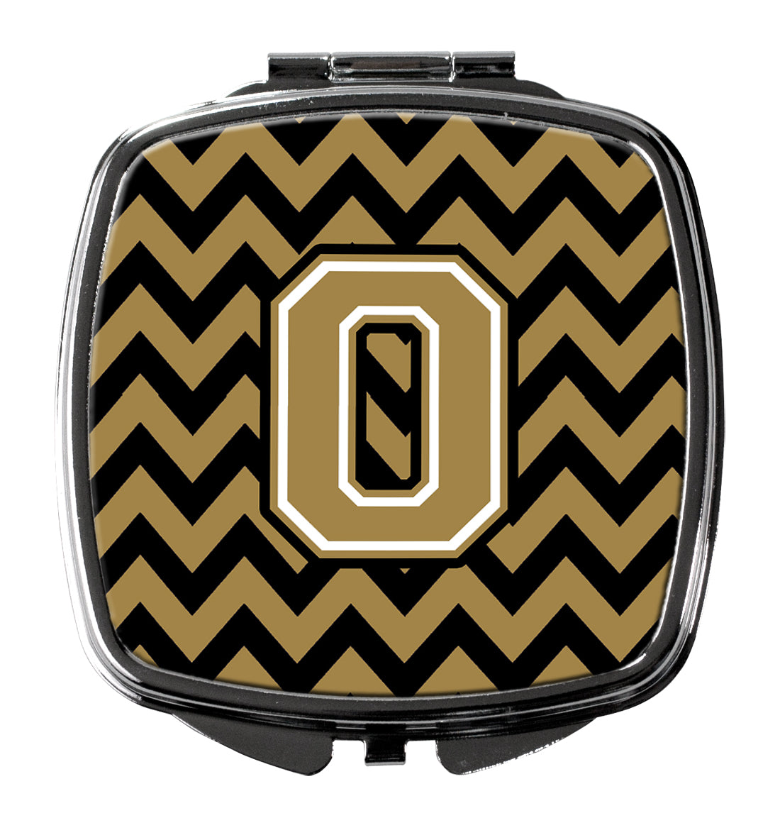 Letter O Chevron Black and Gold  Compact Mirror CJ1050-OSCM  the-store.com.