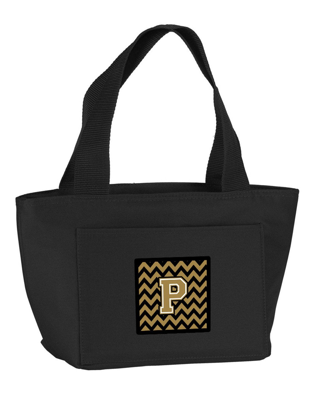 Letter P Chevron Black and Gold  Lunch Bag CJ1050-PBK-8808 by Caroline's Treasures