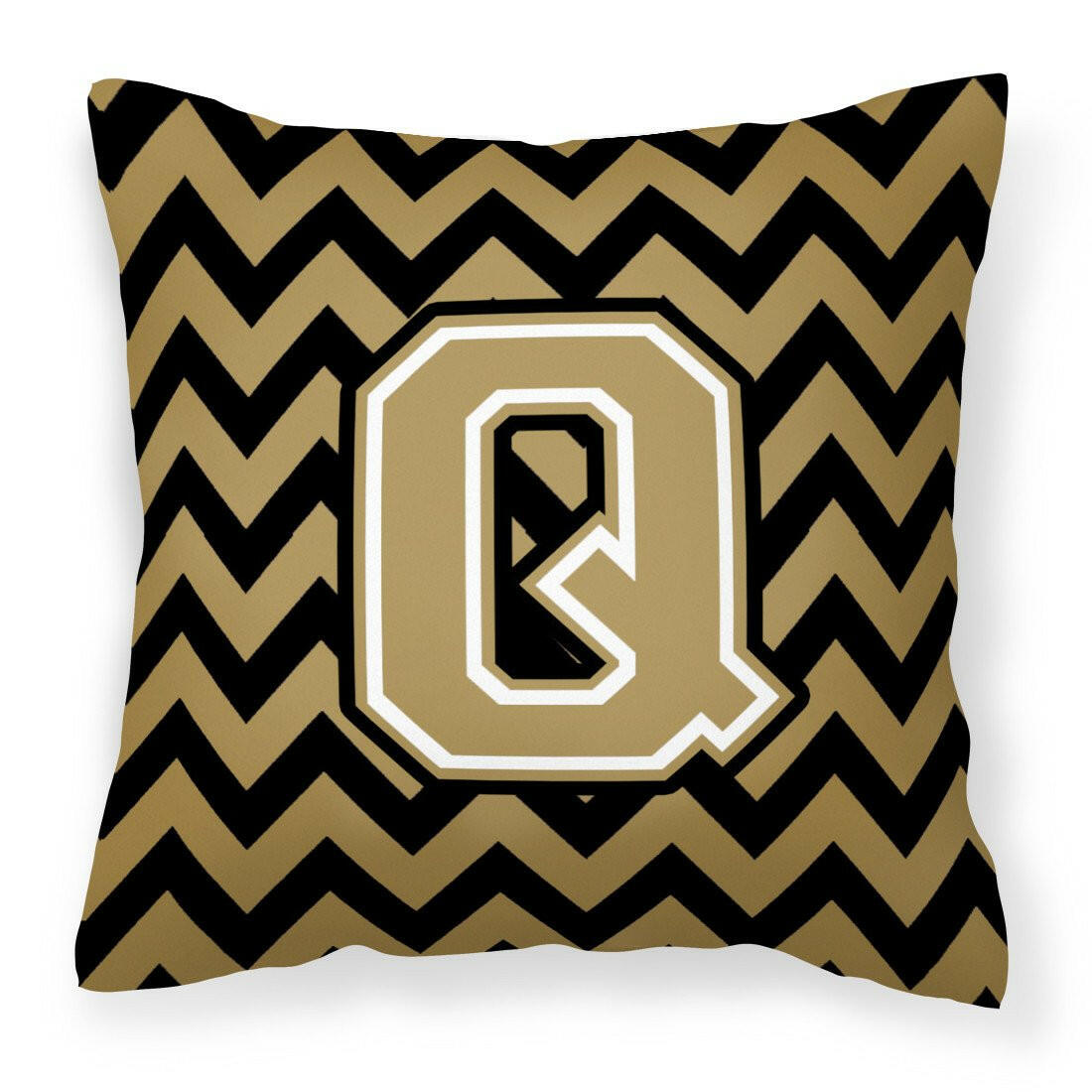 Letter Q Chevron Black and Gold  Fabric Decorative Pillow CJ1050-QPW1414 by Caroline's Treasures