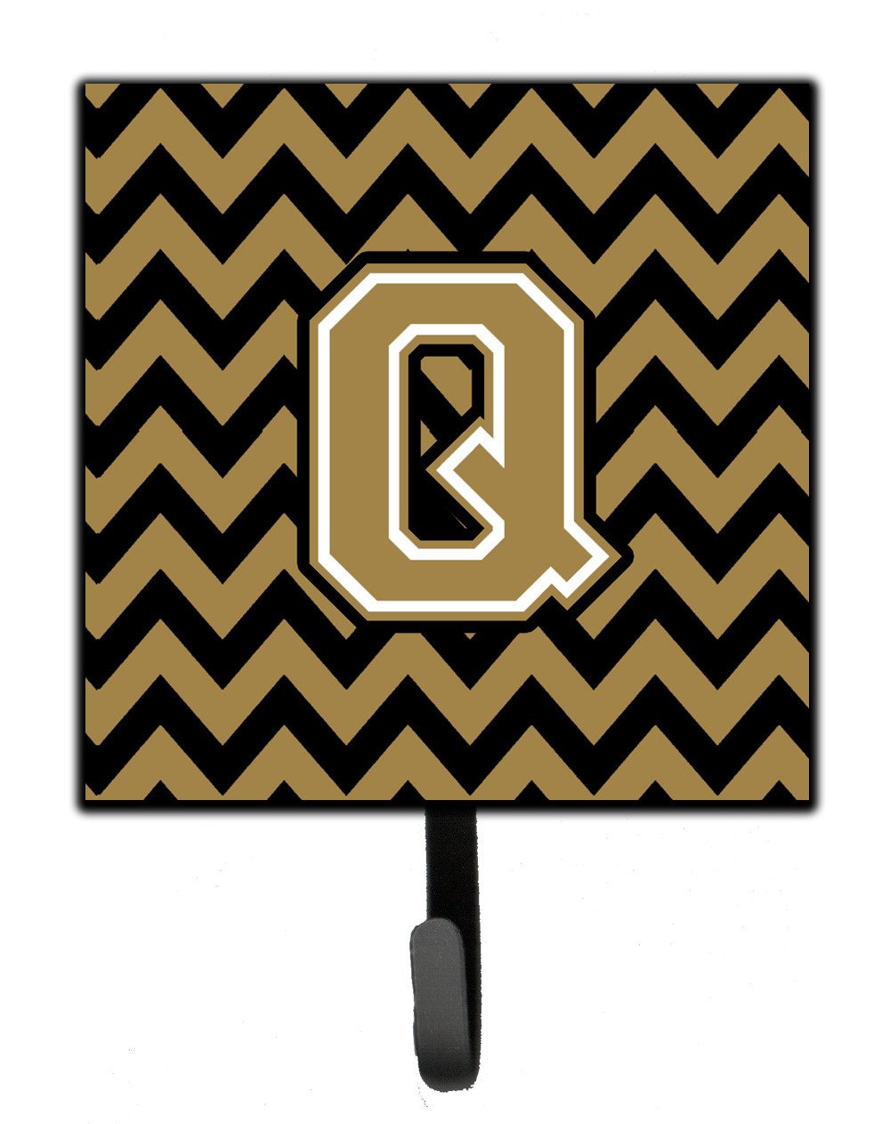 Letter Q Chevron Black and Gold  Leash or Key Holder CJ1050-QSH4 by Caroline's Treasures