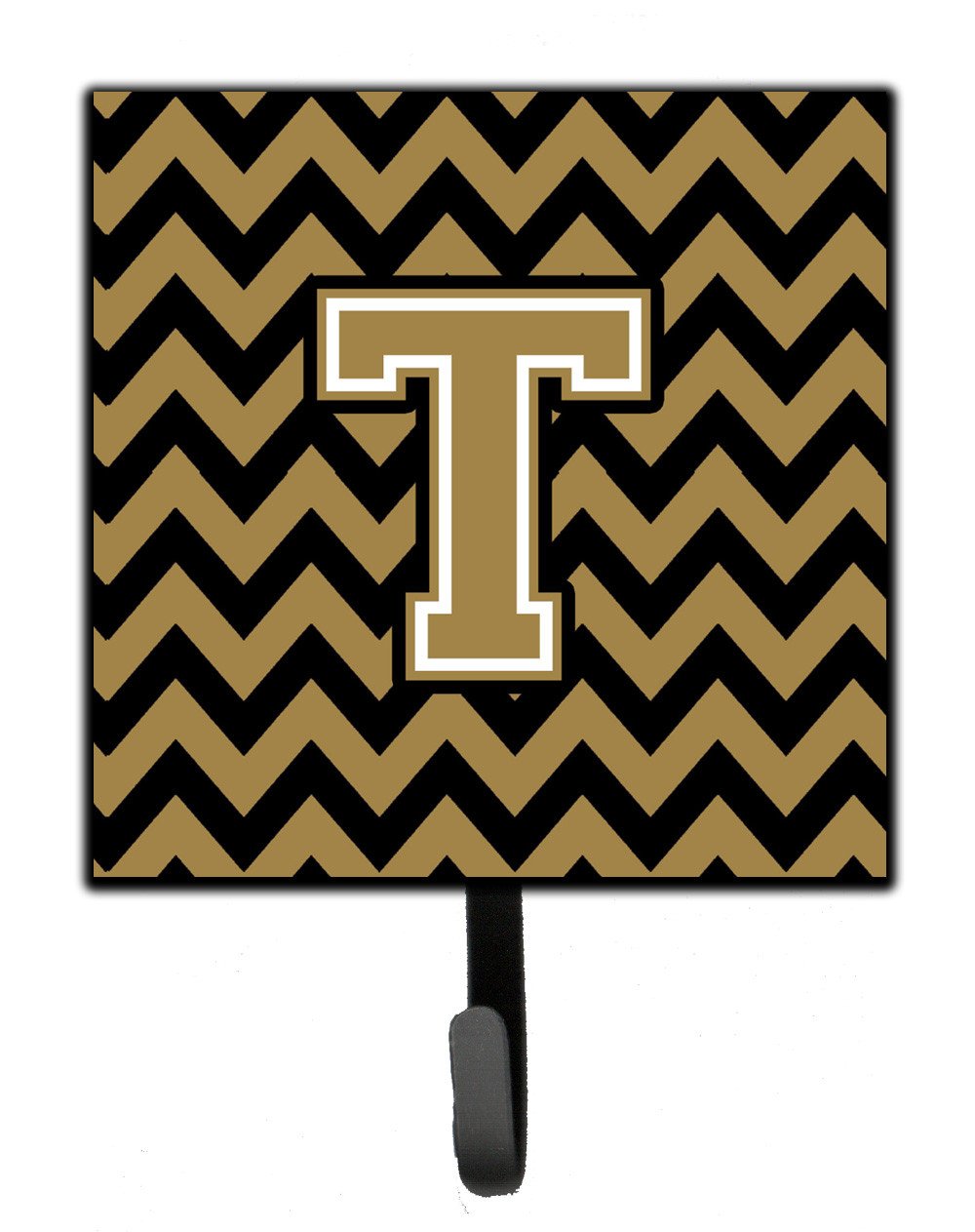 Letter T Chevron Black and Gold  Leash or Key Holder CJ1050-TSH4 by Caroline's Treasures