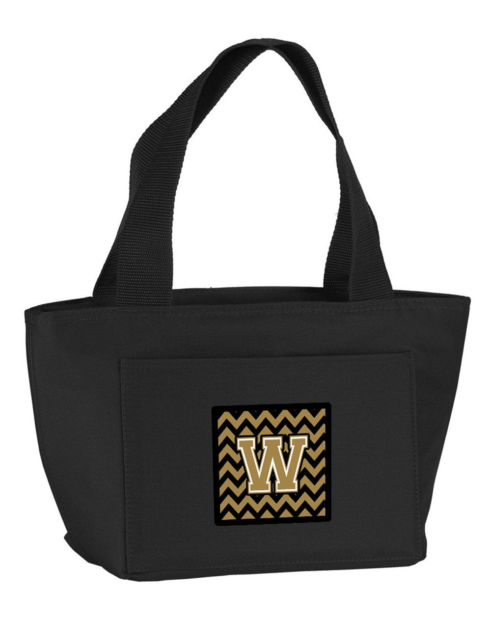 Letter W Chevron Black and Gold  Lunch Bag CJ1050-WBK-8808 by Caroline's Treasures