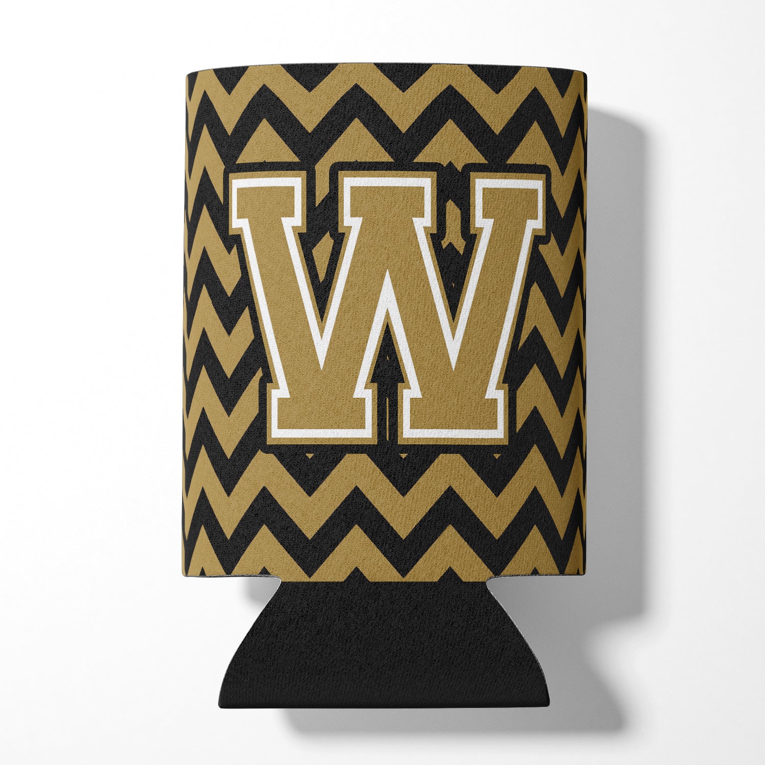 Letter W Chevron Black and Gold  Can or Bottle Hugger CJ1050-WCC.