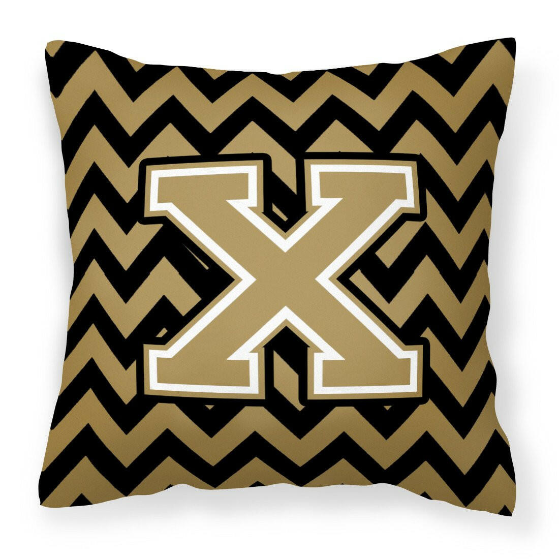 Letter X Chevron Black and Gold  Fabric Decorative Pillow CJ1050-XPW1414 by Caroline's Treasures