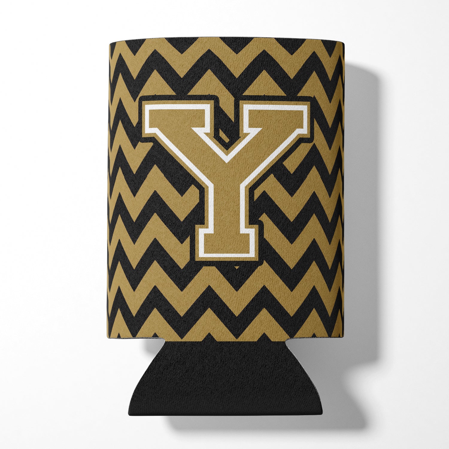 Letter Y Chevron Black and Gold  Can or Bottle Hugger CJ1050-YCC.