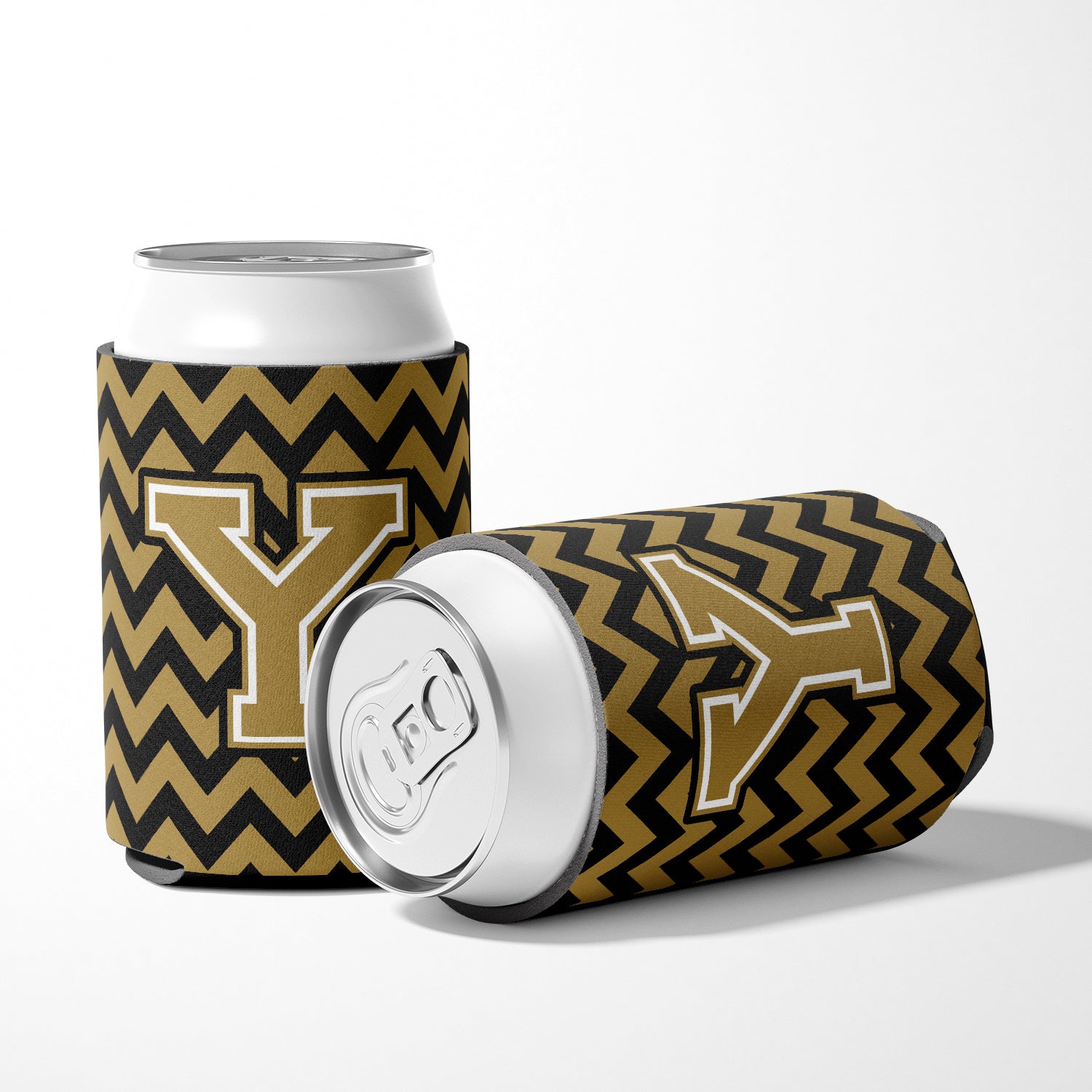 Letter Y Chevron Black and Gold  Can or Bottle Hugger CJ1050-YCC.