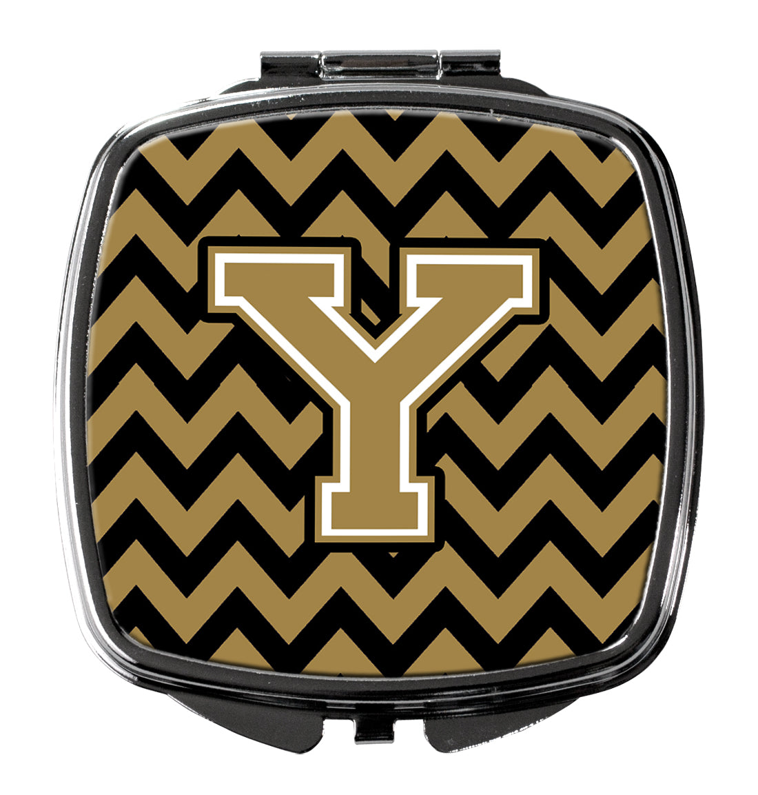 Letter Y Chevron Black and Gold  Compact Mirror CJ1050-YSCM  the-store.com.