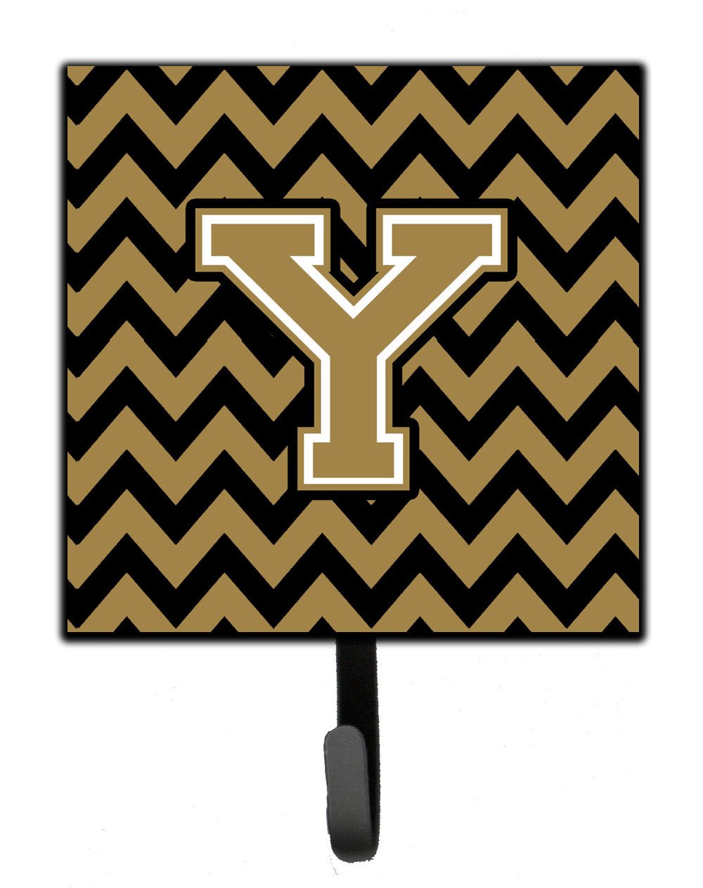 Letter Y Chevron Black and Gold  Leash or Key Holder CJ1050-YSH4 by Caroline's Treasures