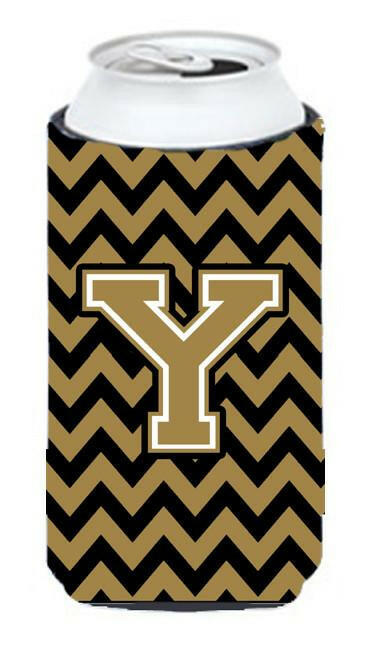 Letter Y Chevron Black and Gold  Tall Boy Beverage Insulator Hugger CJ1050-YTBC by Caroline's Treasures