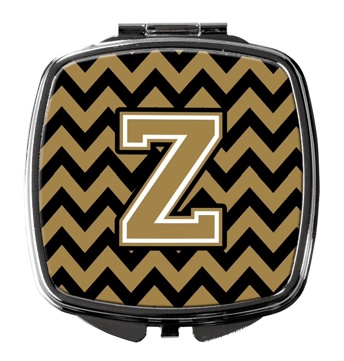 Letter Z Chevron Black and Gold  Compact Mirror CJ1050-ZSCM  the-store.com.