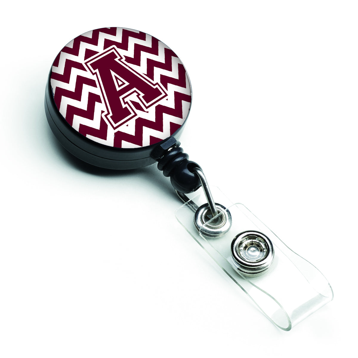 Letter A Chevron Maroon and White  Retractable Badge Reel CJ1051-ABR.