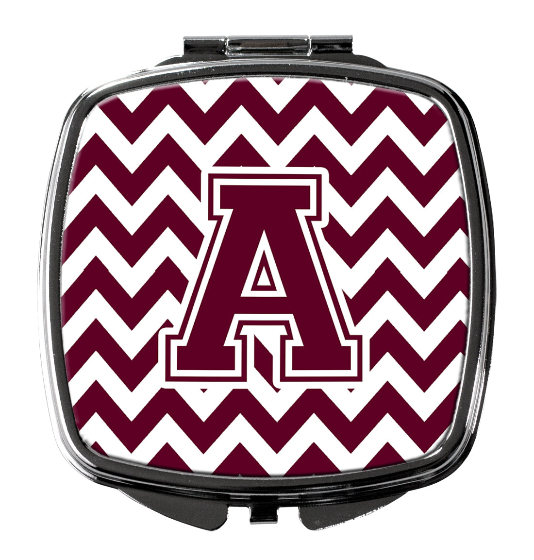 Letter A Chevron Maroon and White  Compact Mirror CJ1051-ASCM  the-store.com.