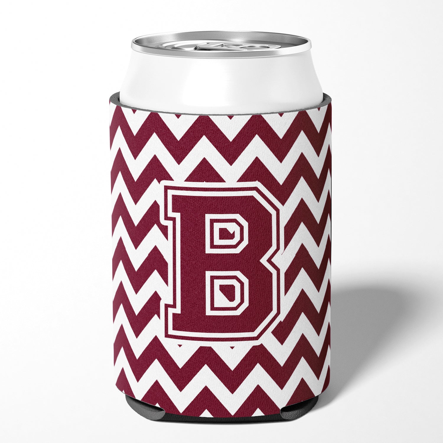 Letter B Chevron Maroon and White  Can or Bottle Hugger CJ1051-BCC.