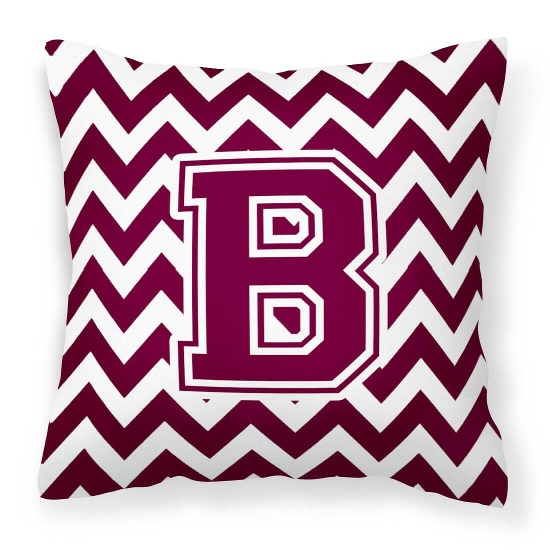 Letter B Chevron Maroon and White  Fabric Decorative Pillow CJ1051-BPW1414 by Caroline's Treasures