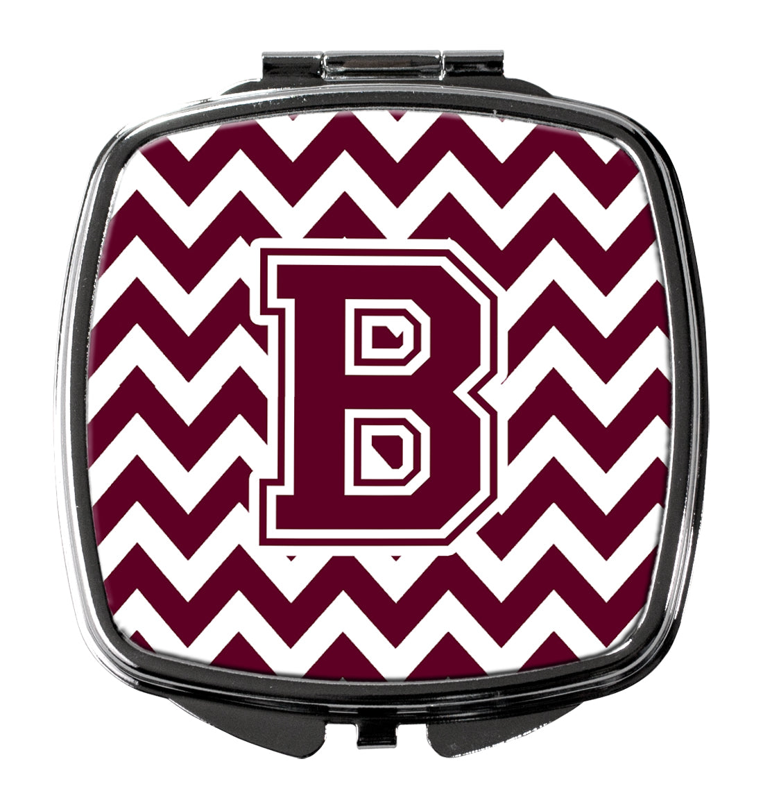 Letter B Chevron Maroon and White  Compact Mirror CJ1051-BSCM  the-store.com.