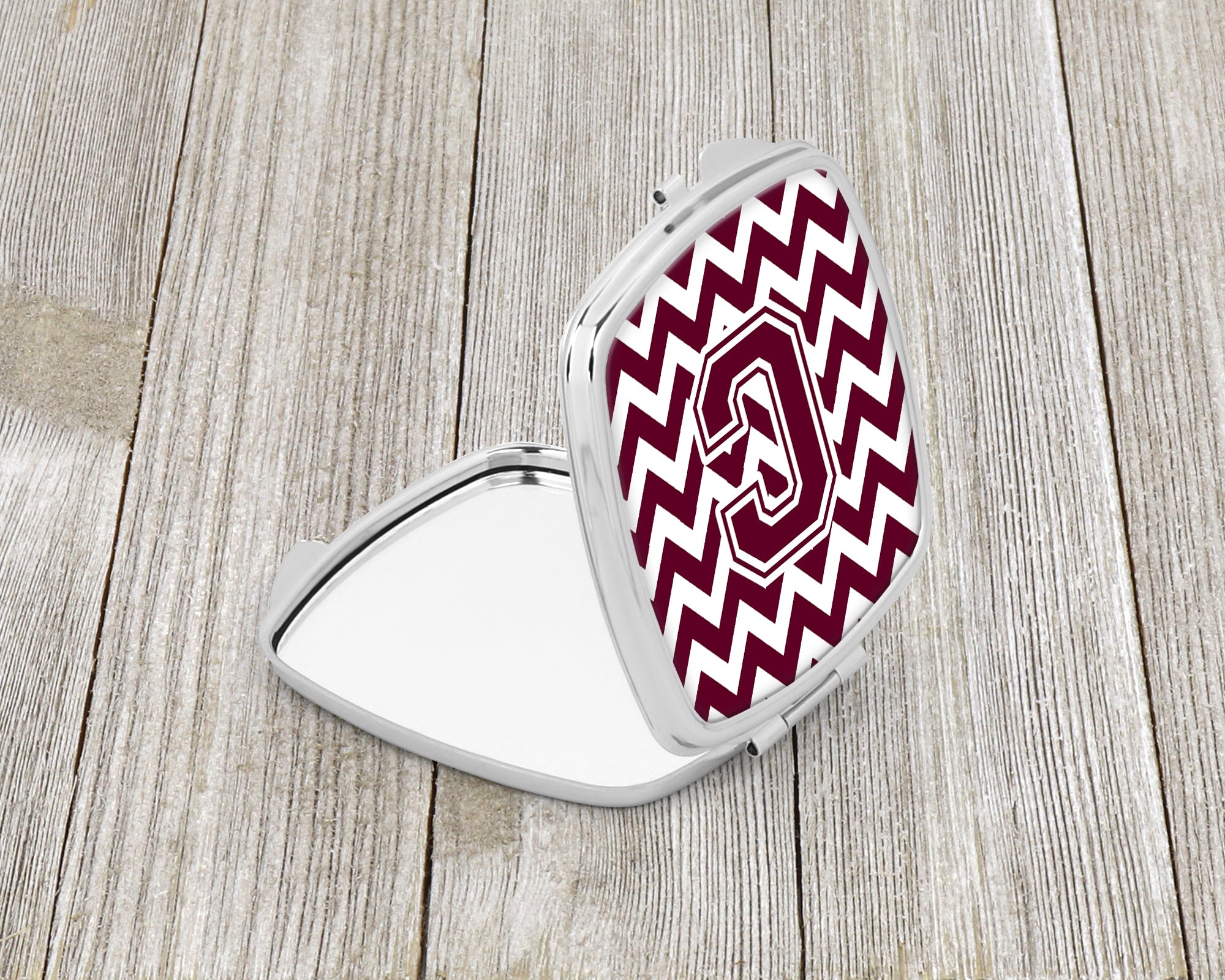 Letter C Chevron Maroon and White  Compact Mirror CJ1051-CSCM  the-store.com.