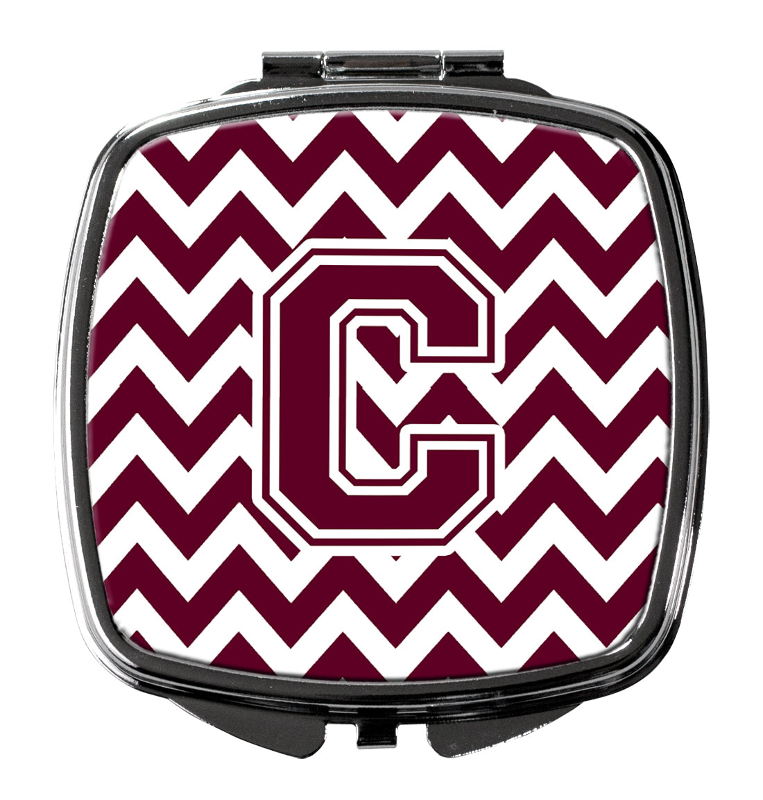 Letter C Chevron Maroon and White  Compact Mirror CJ1051-CSCM  the-store.com.