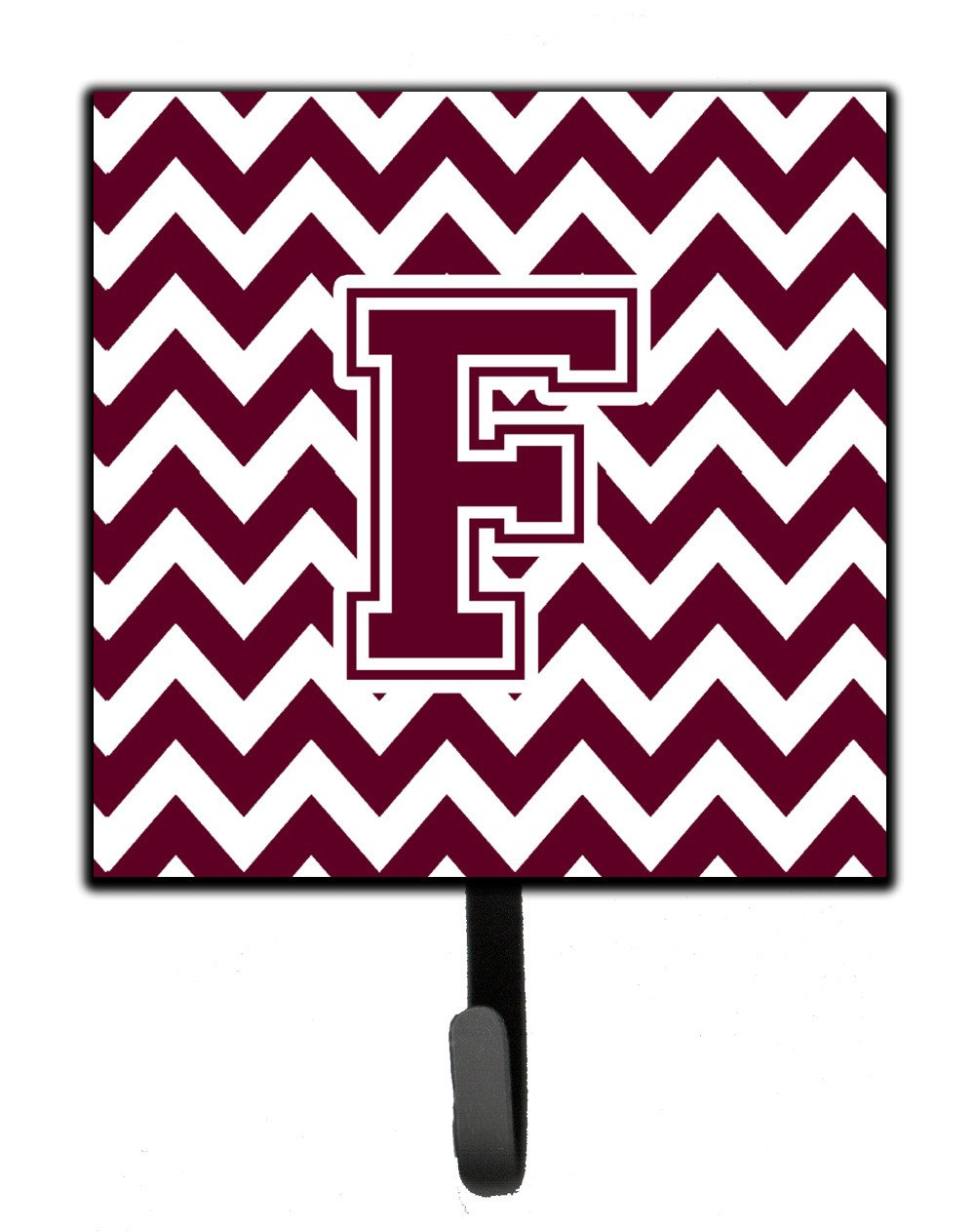 Letter F Chevron Maroon and White  Leash or Key Holder CJ1051-FSH4 by Caroline's Treasures