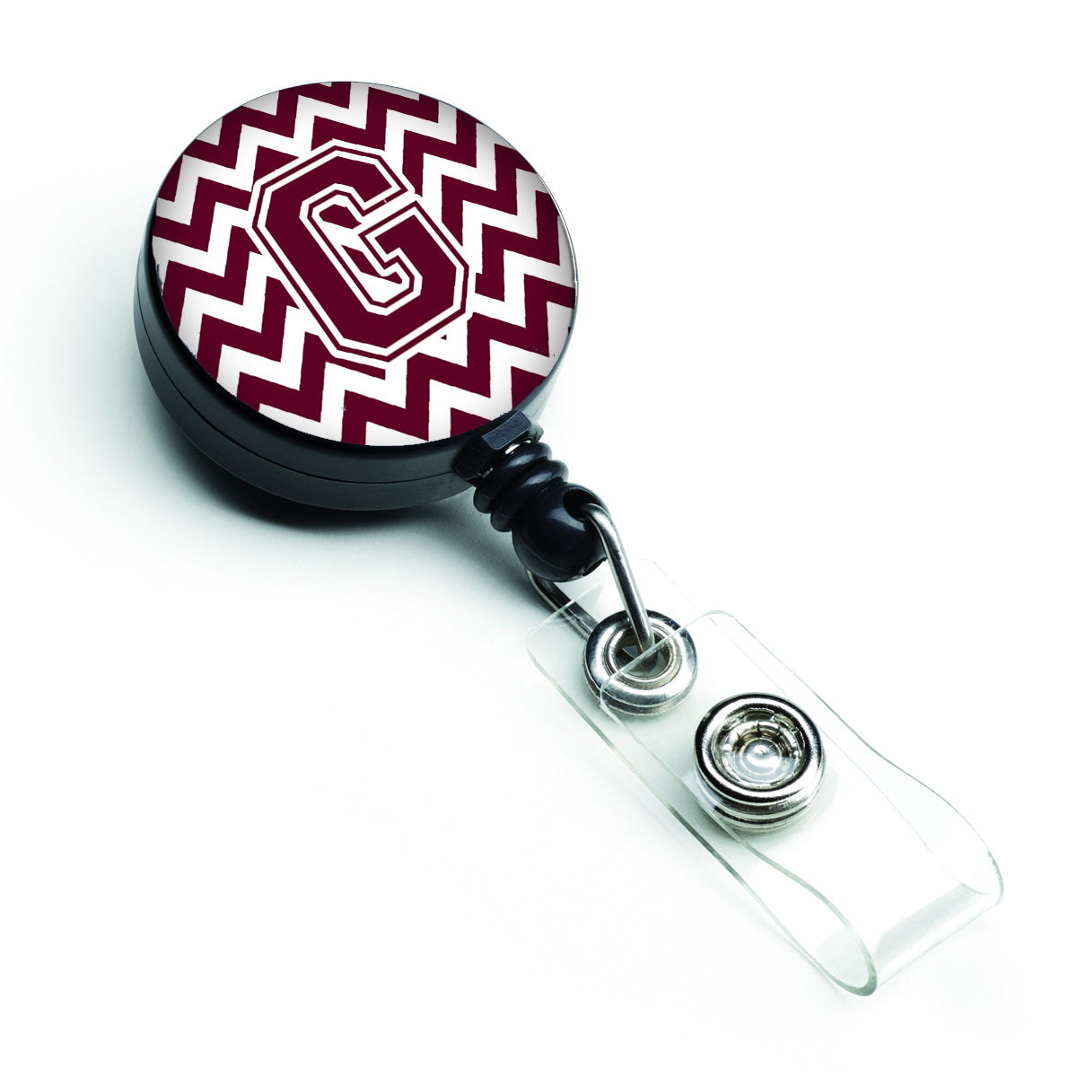 Letter G Chevron Maroon and White  Retractable Badge Reel CJ1051-GBR.